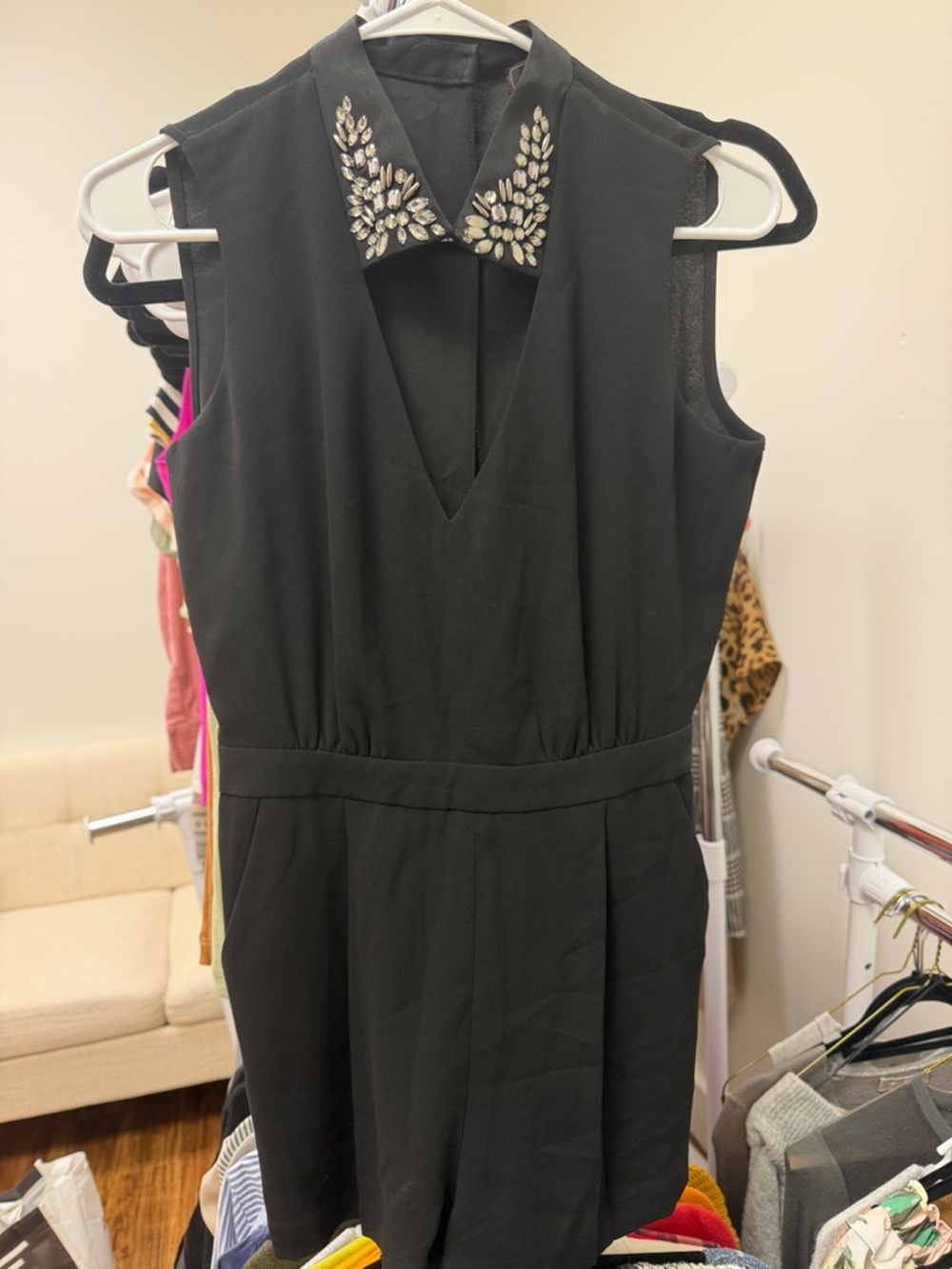 BCBGMaxAzria Black Sparkle Evening Top